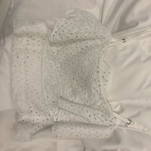 Hollister white eyelet crop top barely worn